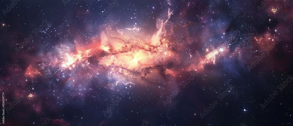 Wall mural spectacular orange nebula in starry space