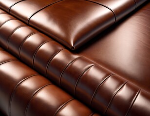 Obraz premium High-quality image showcasing the texture and stitching of a luxurious brown leather sofa, depicting elegance and comfort.. AI Generation