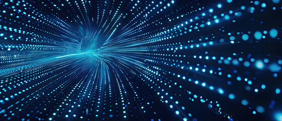 Blue digital particle explosion pattern