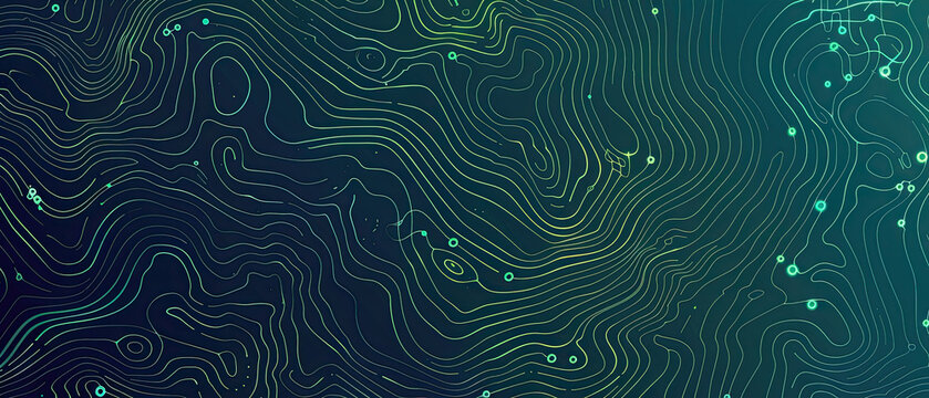Abstract green digital topography map design