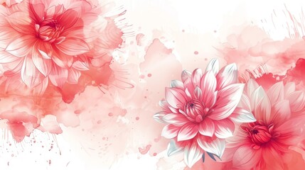 Red watercolor flowers on a white background.