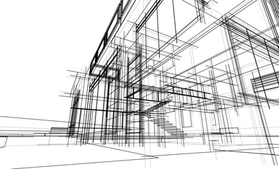 house building sketch architectural 3d illustration