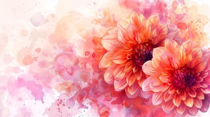 Obraz premium The image is a watercolor painting of two orange and pink flowers