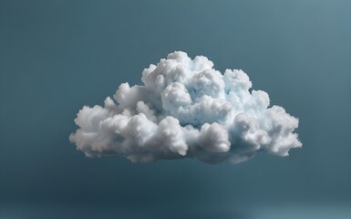 single cotton cloud on blue background