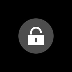 Open Lock icon  isolated on black background 