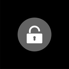 Open Lock icon  isolated on black background 
