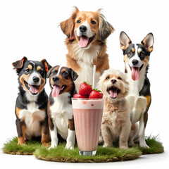 happy pet dogs playing in a park strawberry chocol