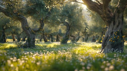 Natural beauty of an olive grove in a mediterranean landscape