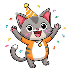 cat celebrating