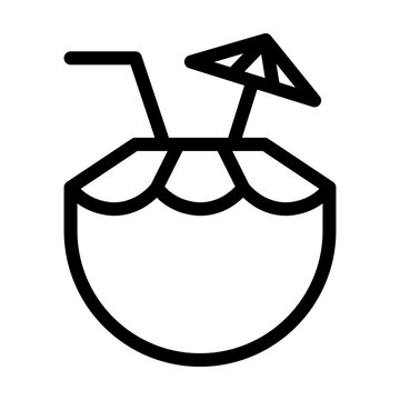 recommend clip art: coconut tropical drink icon in line. Vector illustration