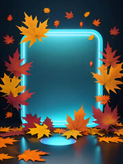 Autumn hologram light background and blank for placing product