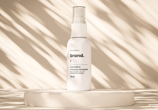 Small White Cosmetic Spray Bottle Mockup
