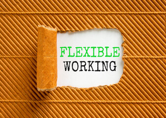 Flexible working symbol. Concept words Flexible working on beautiful white paper. Beautiful brown...