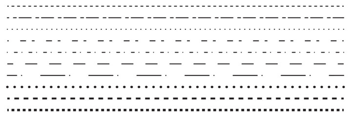 set of dash lines. dotted line for illustrator