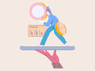 Internet financial management investment flat vector concept operation hand drawn illustration
