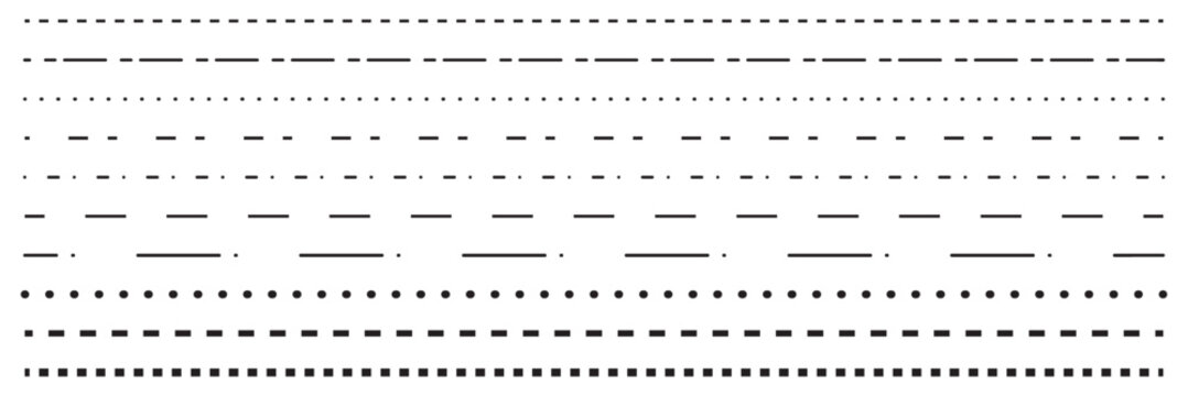 set of dash lines. dotted line for illustrator