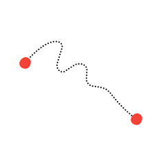 Dotted path of travel route