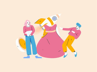 Internet financial management investment flat vector concept operation hand drawn illustration
