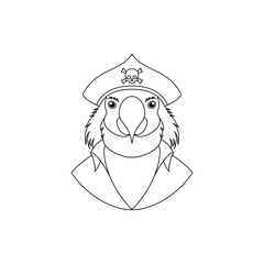 An icon of a  parrot  pirate wearing a  hat.