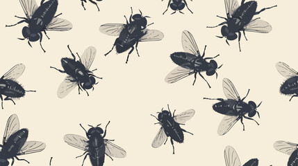 Housefly pattern. Swarming houseflies seamless rappor