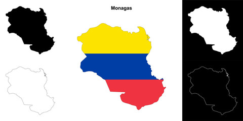 Fototapeta premium Monagas state outline map set