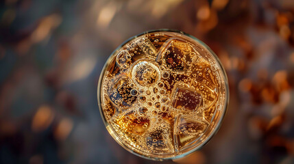 there is a glass of soda with a lot of bubbles in it