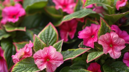 a pink and lime impatiens 