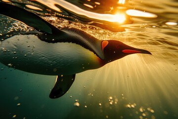 Majestic Penguin at Golden Hour