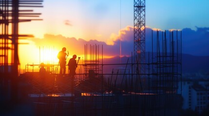 Harmony in Construction: Silhouettes at Morning Work