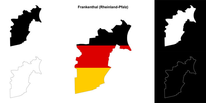 Frankenthal (Rheinland-Pfalz) blank outline map set