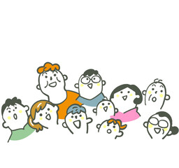 空を見上げて完成を上げる人々　イラスト素材
