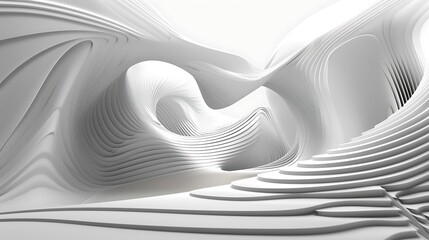 This is a 3D rendering of a white, abstract, organic, flowing, geometric shape.
