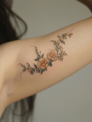 Obraz premium armpit tattoo of flowers