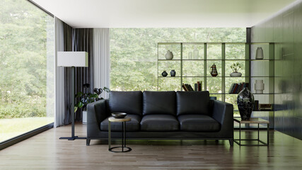 Naklejka premium Large luxury modern bright interiors Living room mockup illustration 3D rendering image