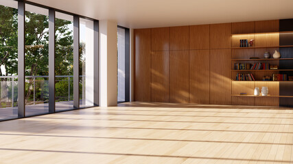 Large luxury modern bright interiors Living room mockup illustration 3D rendering image