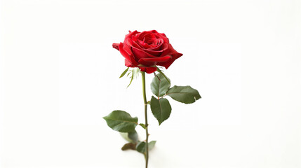 there is a single red rose that is on a stem