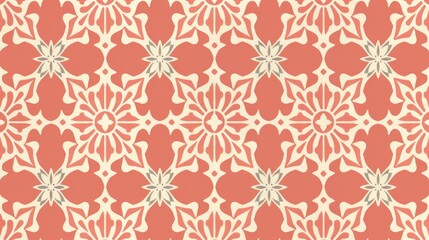 Creating Patterns for Fabric Textile Paper Wrapping and Scrapbooking with a Traditional Ethnic Style Tile Design in Coral Color Seamless Geometric Background Repeating Pattern