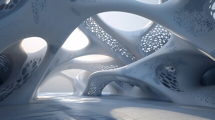 The image is a 3D rendering of a futuristic interior space.
