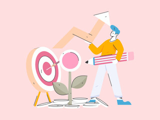 Internet financial management investment flat vector concept operation hand drawn illustration
