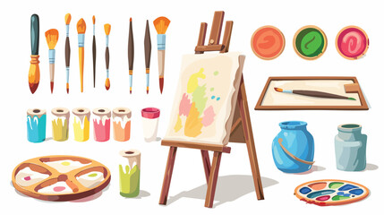Painter art tools. Paint arts tool kit vector illustration
