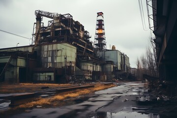 Ruins of a very heavily polluted industrial factory, place was known as one of the most polluted towns in Europe.