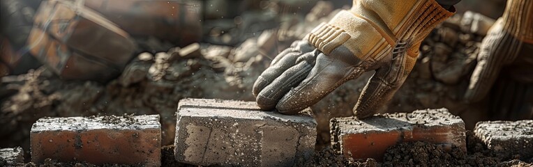 Bricklayer at Work: Precision and Skill