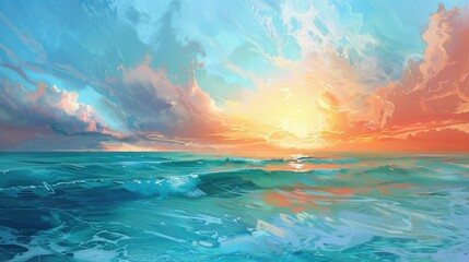 Beautiful seascape featuring a serene ocean and vibrant sky landscape