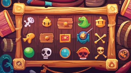 Pirate game interface. Pirates timber frame with butt