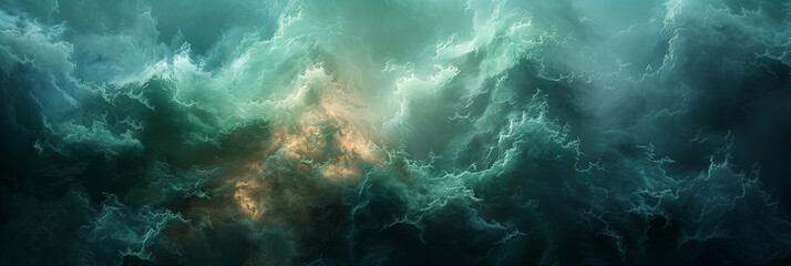 Fototapeta premium A vintage textured, distressed, cloudy, wavy, old textured painted design with dark slate gray, explosion, eruption, dark sea green and grey colors, backdrop, wallpaper, background 4:1