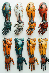 Colorful Robotic Arms with Detailed Joints and Mechanical Parts