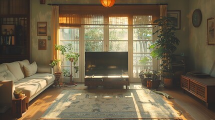 Fototapeta premium 2305 25 SOUTHWESTERN, Living room, Soft Lighting, beautiful composition, Indoor Context, Asia, Leading lines, centered in frame, natural light, photography