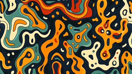 Playful Squiggly Lines Seamless Pattern Background with Abstract Art Doodles
