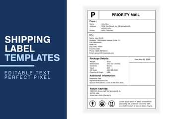 Simple Custom Shipping Label Design Template with Sender, Recipient, Package Details, and Customs Information for Efficient Shipping	