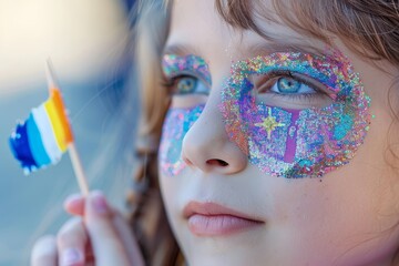 A Close-Up of a Child's Sparkly Cheek